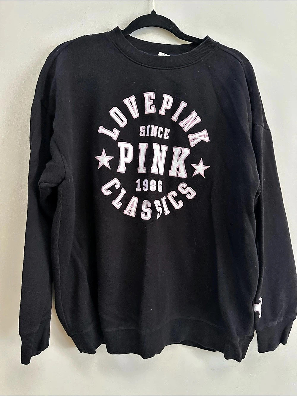 Victoria's Secret PINK Love Pink Since 1986 Classic Graphic Sweatshirt in Black